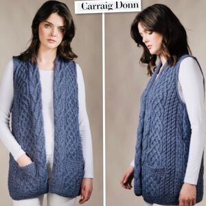 CARRAIG DONN CABLE ARAN WAISTCOAT MERINO WOOL IRELAND CELTIC VEST Size S